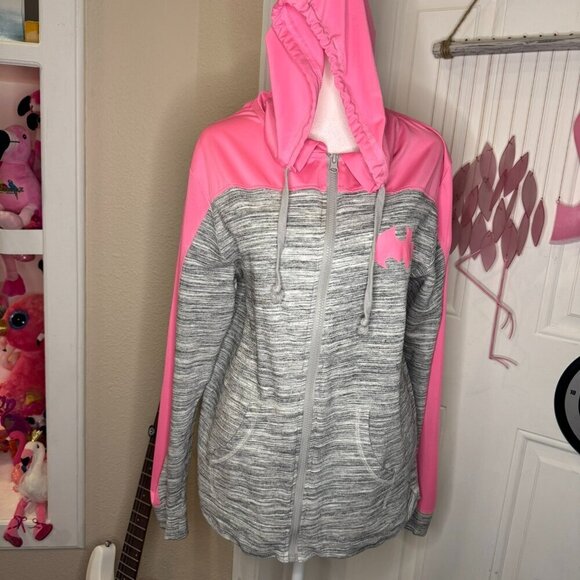 Batman Gray & Pink Lightweight Zip Up Jacket From Six Flags - Picture 1 of 5